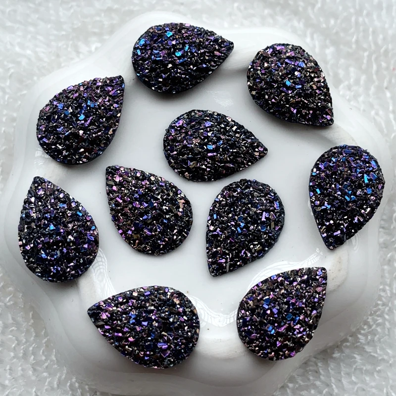 Dark purple 20 шт 13*18 мм Натуральная руда стиль плоские пластмассовые Стразы кабошоны для браслета серьги аксессуары-HA77 - Цвет: Dark purple