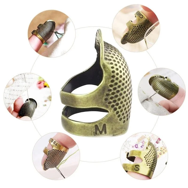 

1PCS Retro Finger Protector Metal Thimble Ring Handworking Needle Hoop Ring Household Quilting Crafts Sewing Tools Accessories