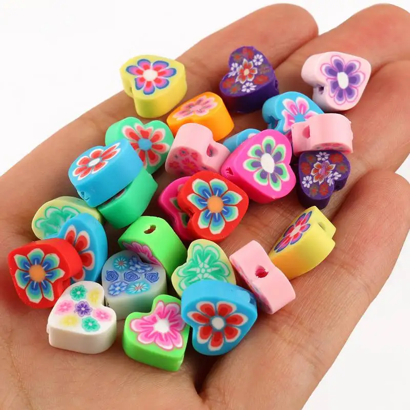

Multicolor Heart-Shaped Style Soft Clay Polymer Clay Spacer Loose Beads For DIY Bracelet Necklace Accessories 50 pcs Wholesale