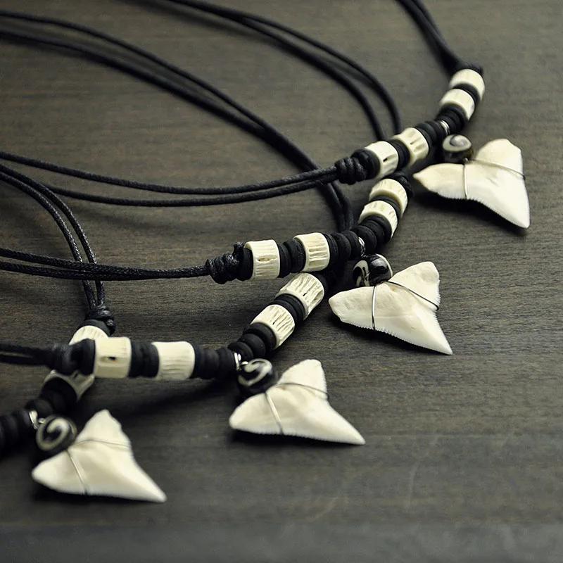 Ожерелье из натуральных Акулий зубов для мужчин и женщин ожерелье унисекс черной
