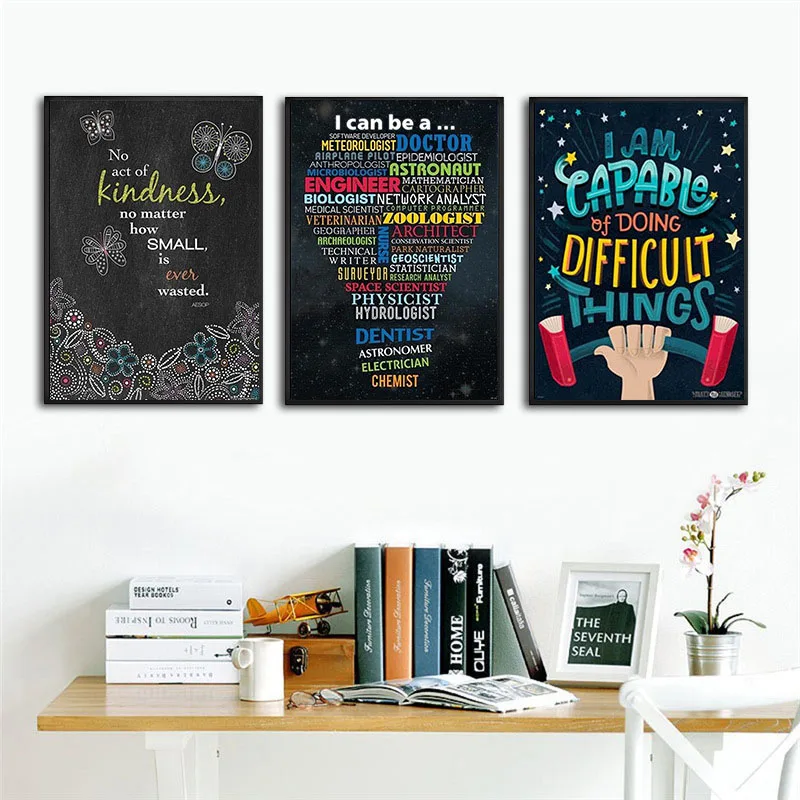 Hot Motivational Classroom Wall Posters Inspirational Quotes for Students Teacher Decorations PLD | Дом и сад