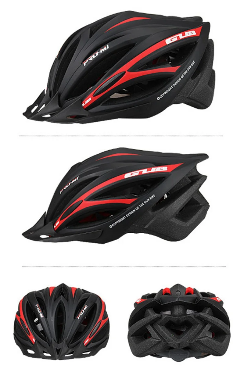 Black red Велосипедный шлем для велоспорта ультралегкий EPS+ PC Чехол MTB Дорожный велосипедный шлем интегрально-форма велосипедный шлем Велосипедная Безопасная крышка - Цвет: Black red