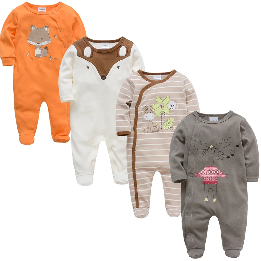 2021 3 4 pcs/lot Summer Baby Boy roupa de bebes Newborn Jumpsuit Long Sleeve Cotton Pajamas 6 9 12 Months Rompers Clothes |
