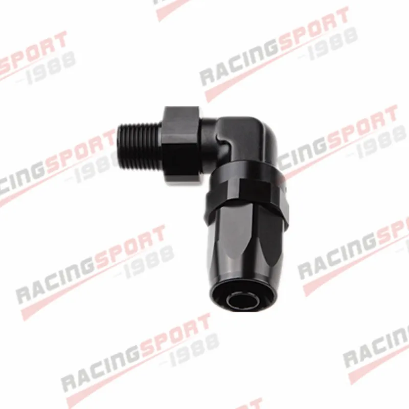 

-8 AN AN8 To 1/4" NPT Male 90 Degree Swivel Hose End Fitting Adaptor Red-Blue/BLACK