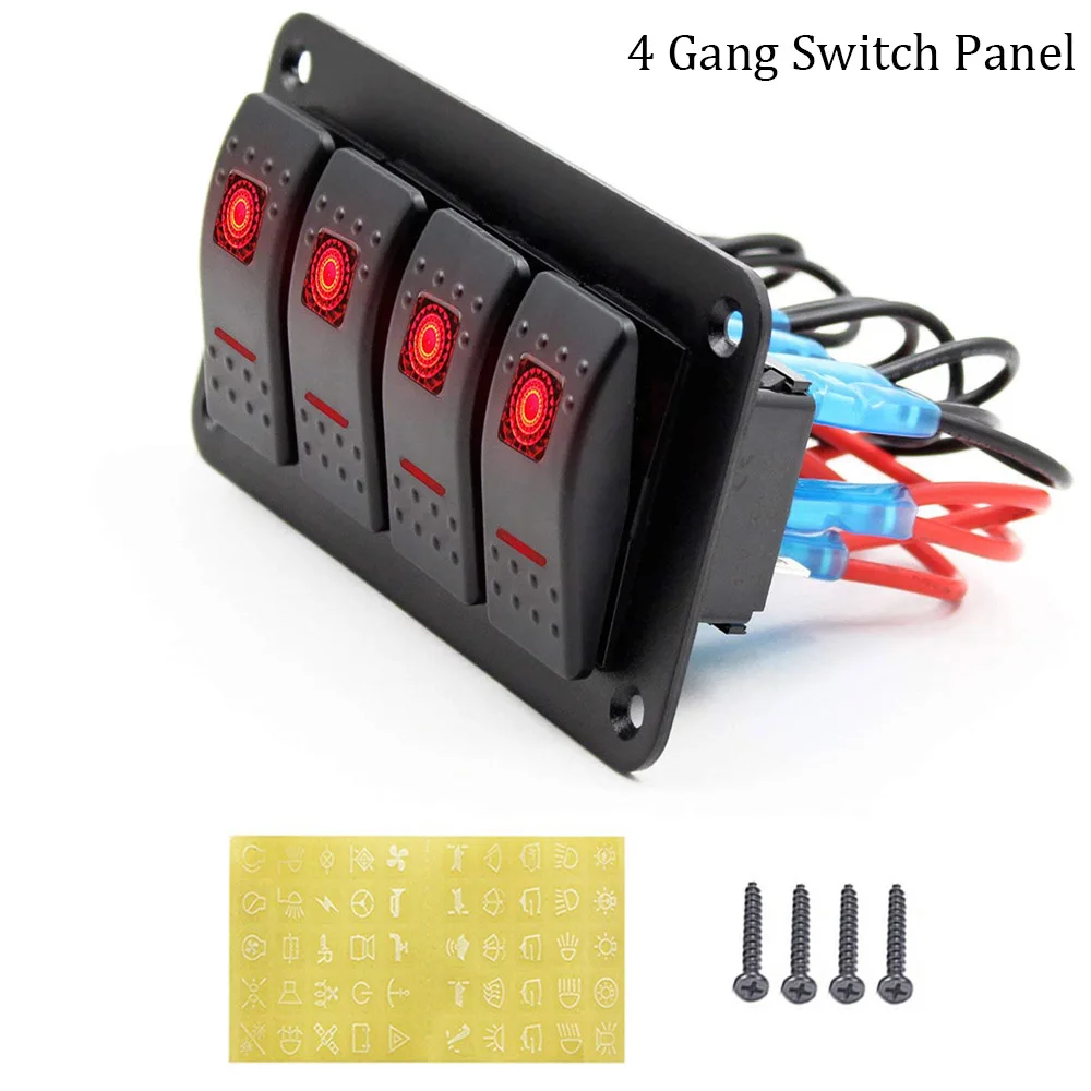 

4 gang switch panel 12V-24V Waterproof Circuit Breaker Switch For Car Caravan Travel Trailer Marine Boat