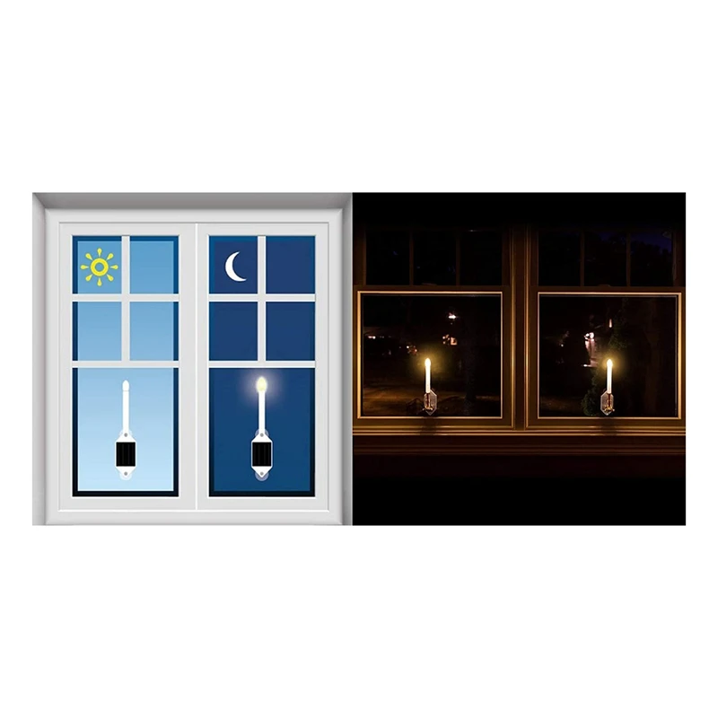 

4 Pack Flameless Candles Light Solar Powered Candle Light Window Wall Lamp Wall Lamp with Suction Cups,Decoration