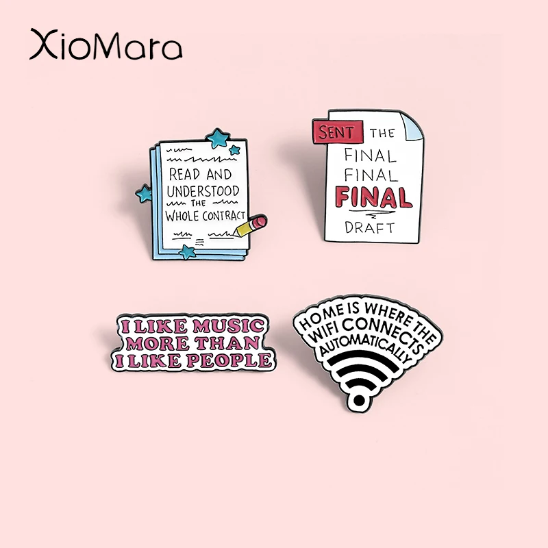 

Daily List Notes Enamel Pins Phrase Signal Source Brooches Badges For Women Men Clothes Bag Pins Jewelry Gift for Friends