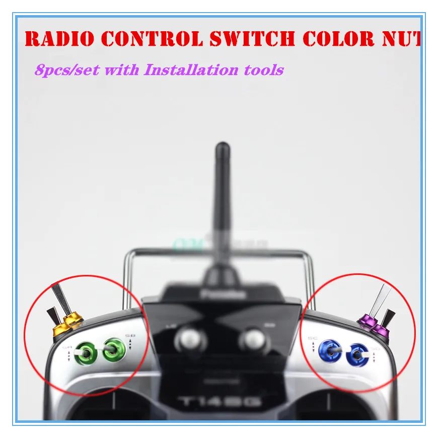 D./ Set переключатель радиоуправления цветная гайка для Futaba JR FrSky Taranis X9DTransmitter / 8 шт.