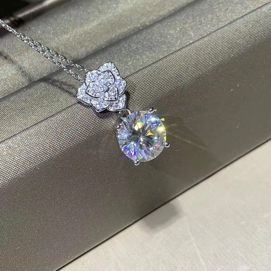 Kkmall магазин круглые серебряные Moissanite Подвески 3.00ct D VVS Роскошные Moissanite Weding подвески для женщин