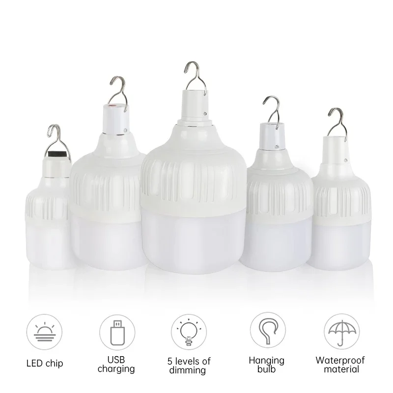 60W/130W Outdoor USB Rechargeable Mobile LED Bulb Emergency Light Portable Hook Camping Home Decoration Night | Освещение