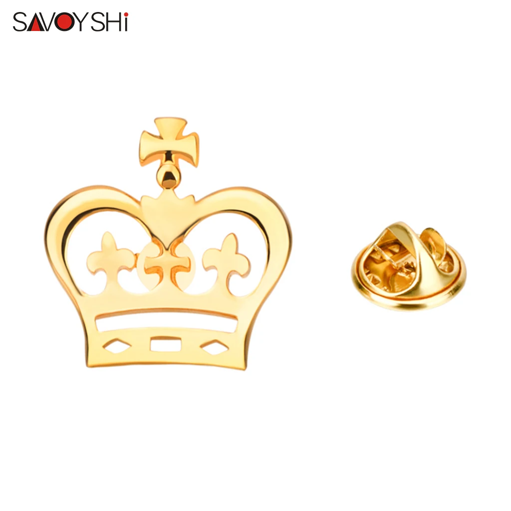 Брошь SAVOYSHI золотистая в форме короны значки на булавке Металлическая Булавка