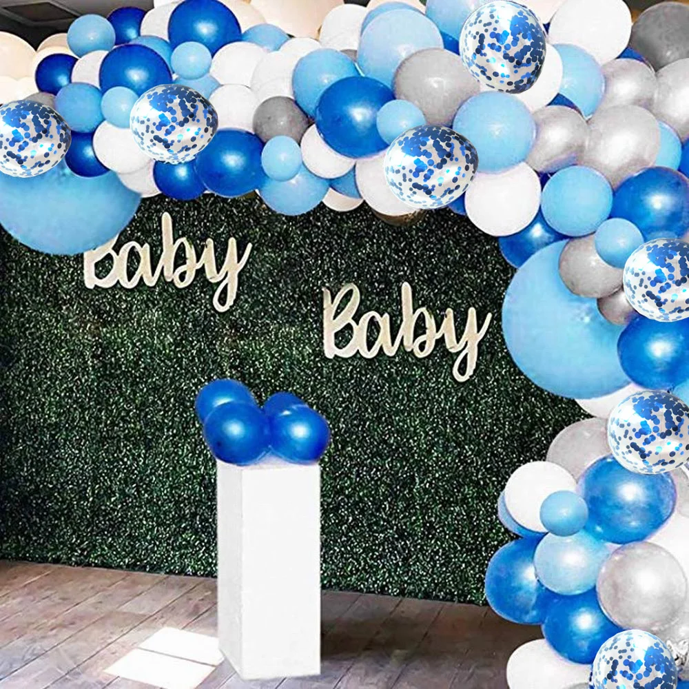 

134 шт. синие воздушные шары гирлянда арочный Комплект Белый Серый Синий конфетти латексные шары Baby Shower одежда для свадьбы, дня рождения укра...