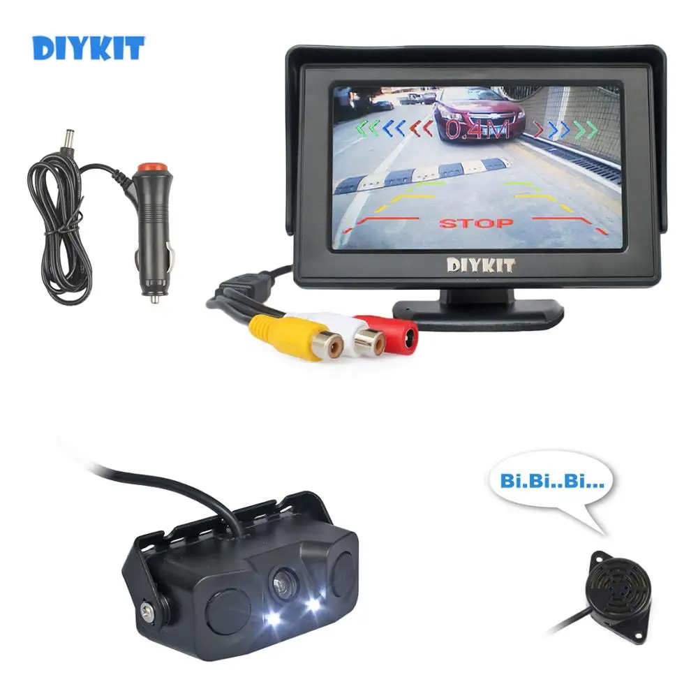 Цветной TFT ЖК монитор 4 3 дюйма DIYKIT + Водонепроницаемый парковочный радар датчик