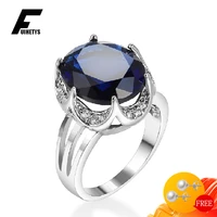 elegant rings 925 silver jewelry oval sapphire zircon gemstone finger ring accessories for women wedding engagement party gift