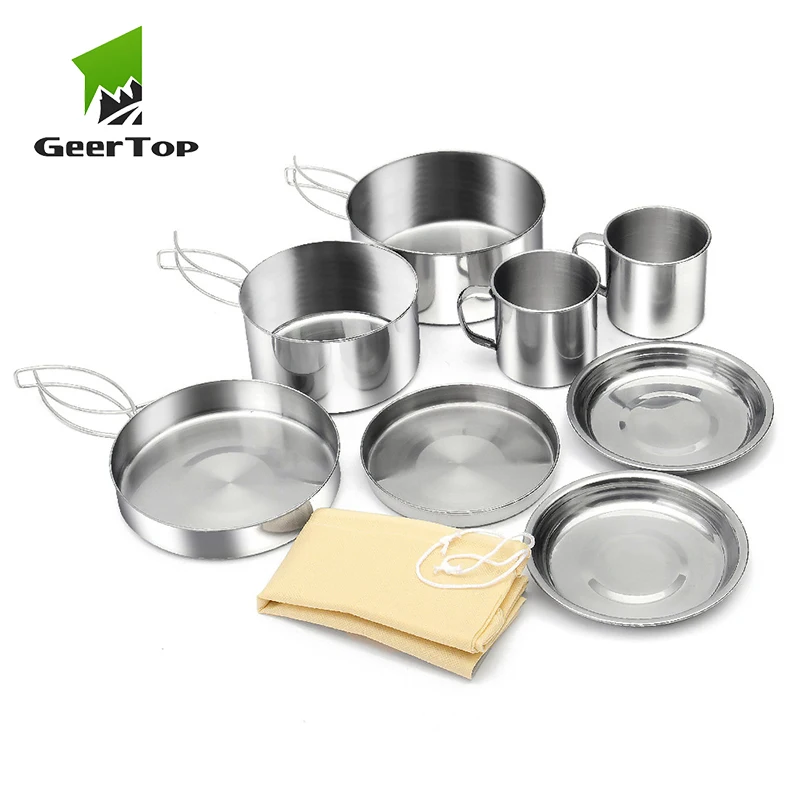 GeerTop Сверхлегкий набор посуды из нержавеющей стали для кемпинга посуда пищевого