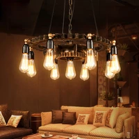personality creative restaurant cafe bar pendant lights loft retro industrial style wrought iron gear clothing store hang lamp