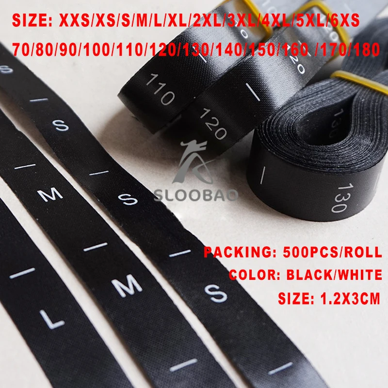 Атласная этикетка размеров с принтом 500 шт./лот атласная ткань бирками этикетки