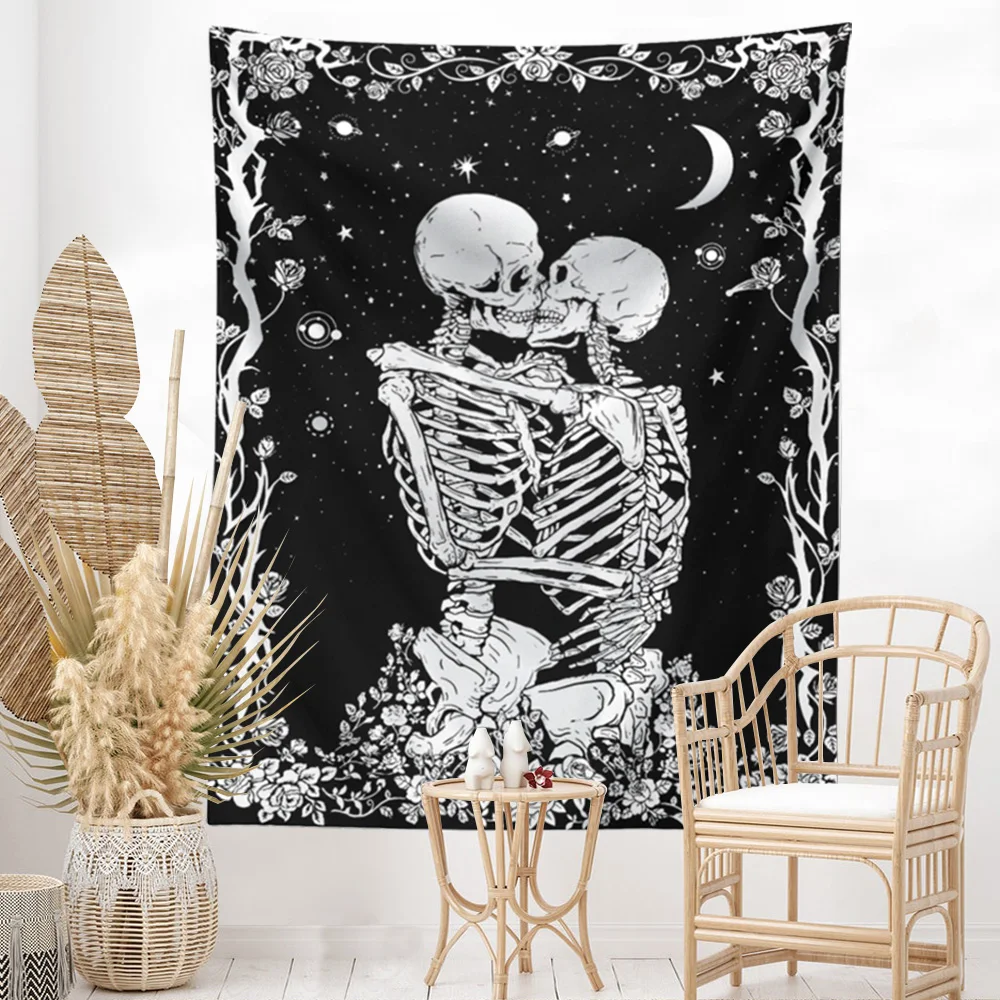 Психоделический череп гобелен Таро влюбленные настенные черепа цветок