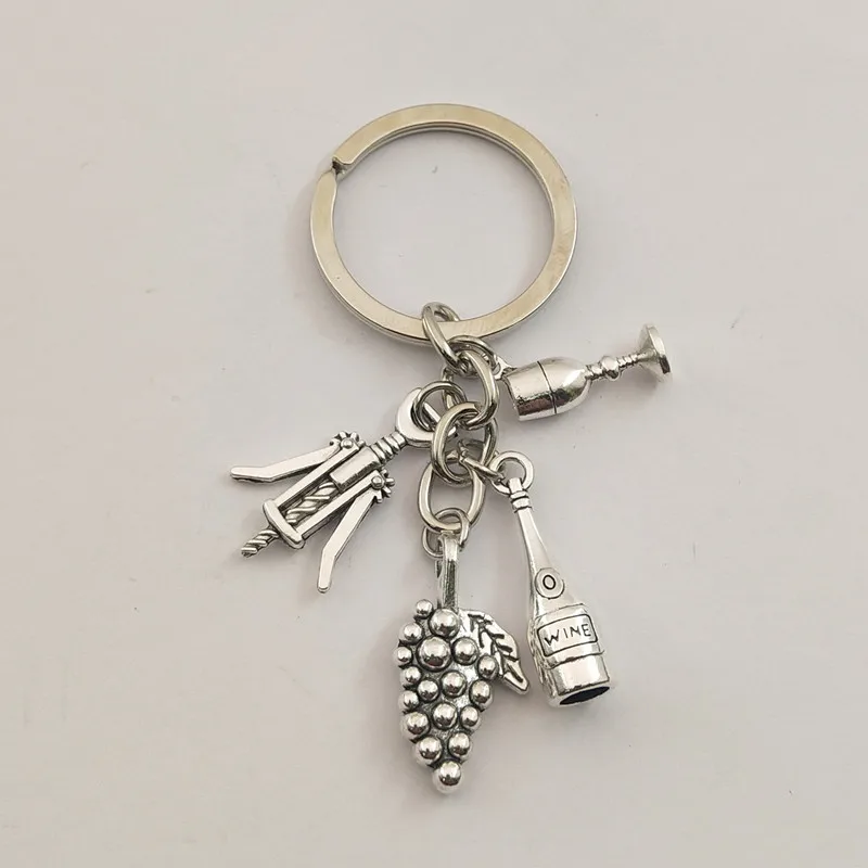 

Europe And America Cocktail Grape Wine Bottle Opener Goblet Grape Wine Key Chain Bar Keychain