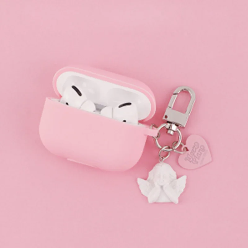 Милый ключик-ангел декоративный силиконовый чехол для беспроводных наушников Apple AirPods Pro защитит их.