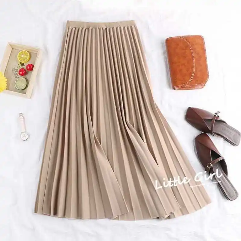 Однотонная плиссированная юбка средней длины с подвеской до середины икры в