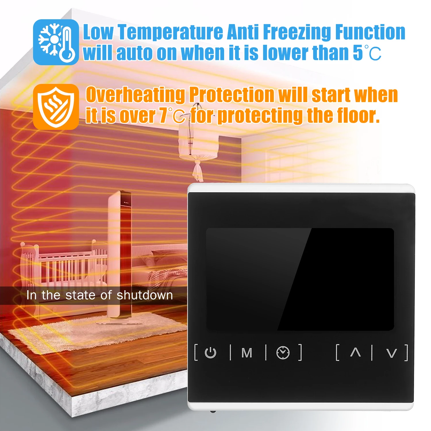 

Programmable Thermostat Electric Water Heating System Thermoregulator AC 85-250V Temperature Controller Heat Only Thermostat