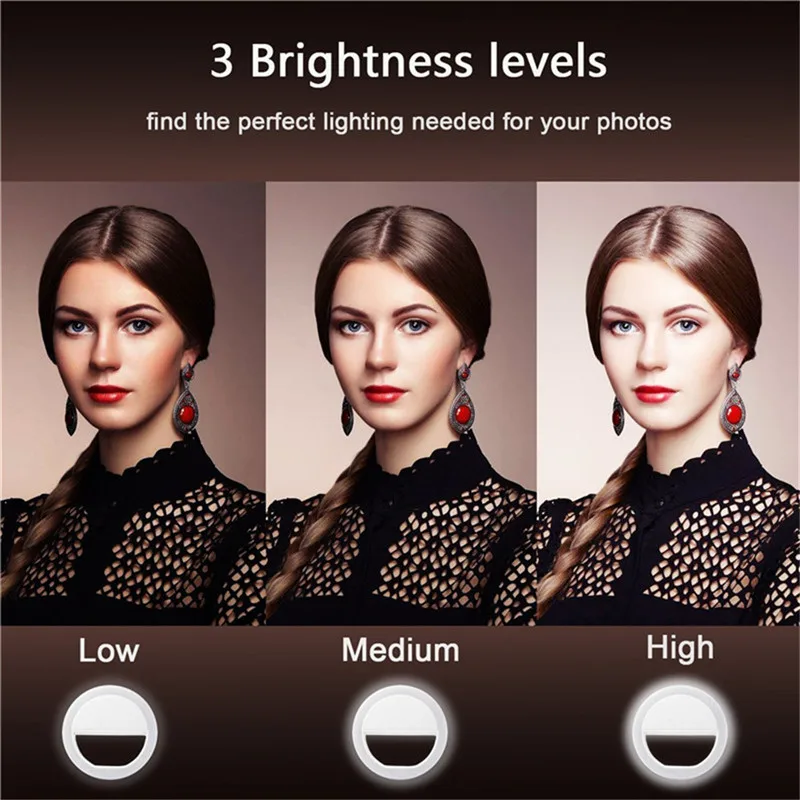 Kingqiu Selfie Ring selfie light photographic lighting with USB Charge ringlight Led ring for iPhone 7 X xiaomi photo | Мобильные