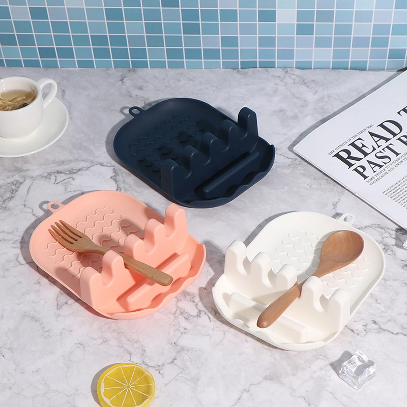 

Kitchen Spoon Shelf Organizer Holders Fork Spatula Rack Spoon Rest Chopsticks Holder Non-slip Spoons Pad Plastic Kitchen Utensil