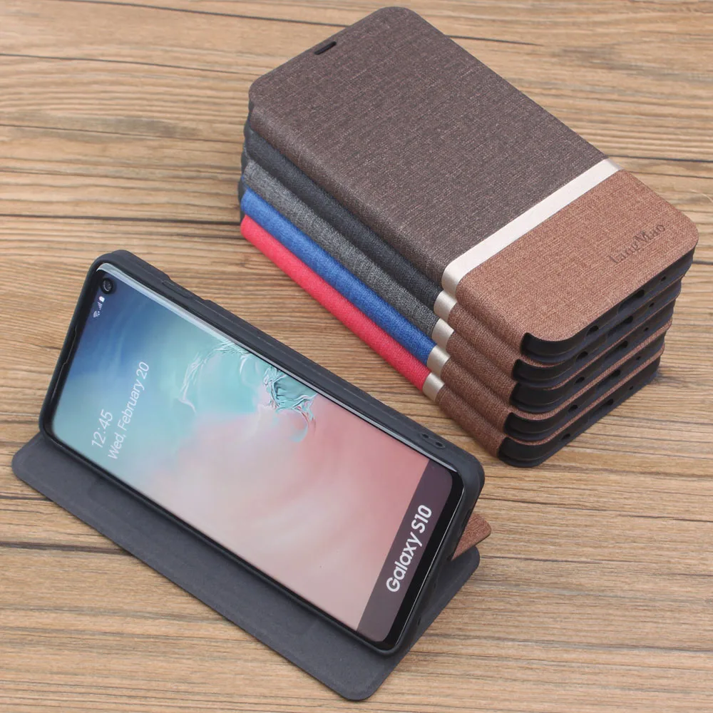 Кожаный флип чехол для Samsung S10 Plus E S10e роскошный силиконовый бумажник с отделением