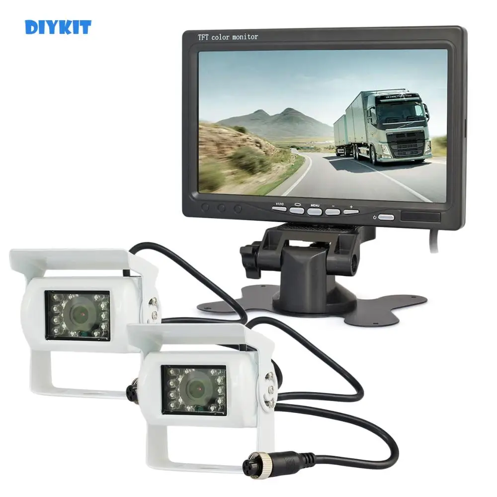 Автомобильный монитор DIYKIT с ЖК экраном и 7 дюймов TFT 12 В 24 2x4pin камера заднего вида
