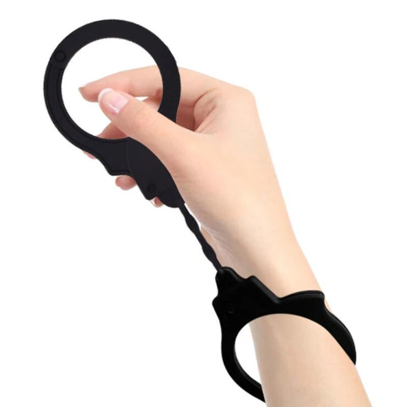 БДСМ игрушки для флирта черные силиконовые наручники мягкие приколы бандаж