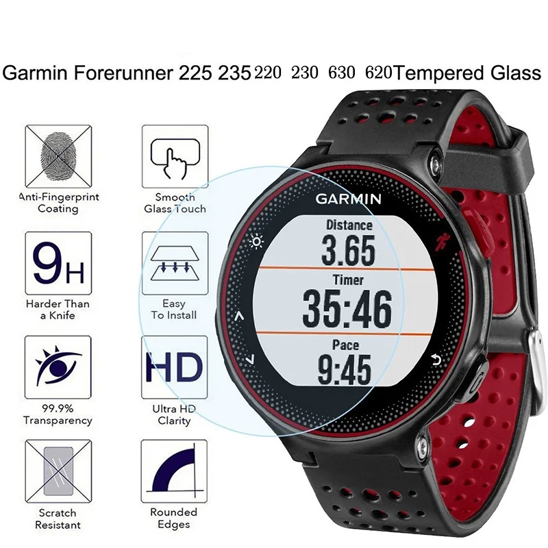 

Для Garmin Forerunner 235 закаленное Стекло с уровнем твердости 9H 2.5D Премиум Экран Защитная пленка для часов Garmin 235/225/230/220/620/630 Смарт-часы