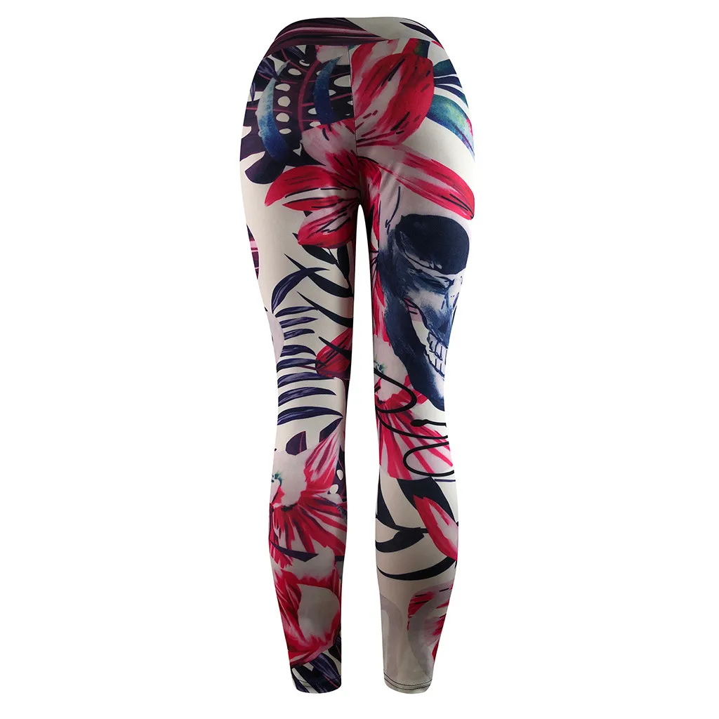 Женские брюки с принтом черепа тренировочные леггинсы спортивные Леггинсы для
