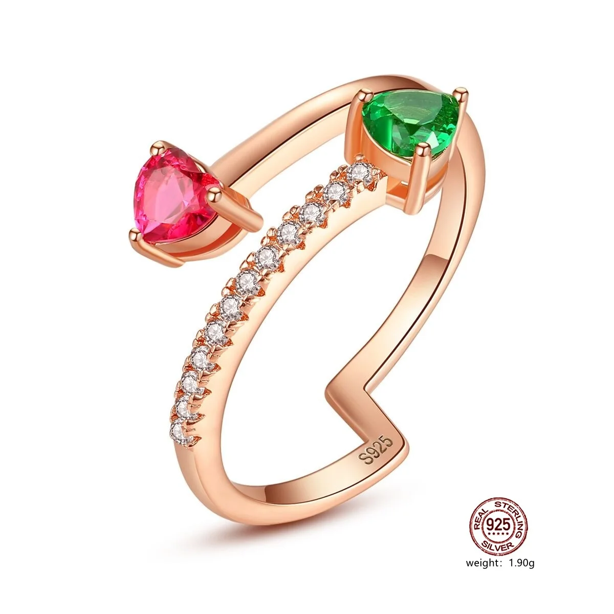 

S925 Sterling Silver Geometric Zircon Ring Simple Design Finger For Rings Opening Adjustable Valentine Day Gift