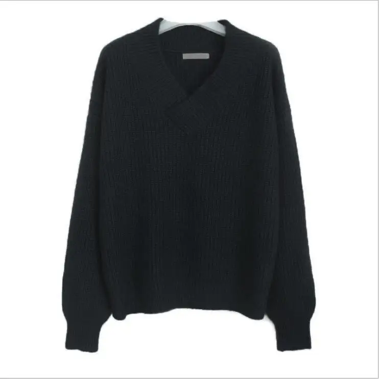 

Fairy Shely Casual V-Neck Women Sweater Winter thick Warm Pullover Loose Cashmere Sweater Knitted Pullover Top wear Femme Basic