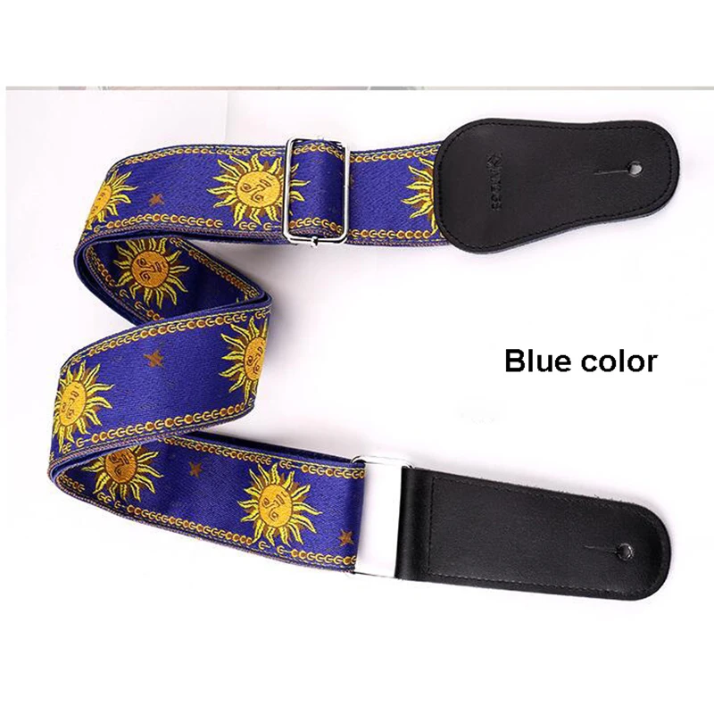 heißer gitarre strap elektrische gitarre bass strap strap gürtel mit stickerei jacquard echt leder ende 3 farben free global shipping