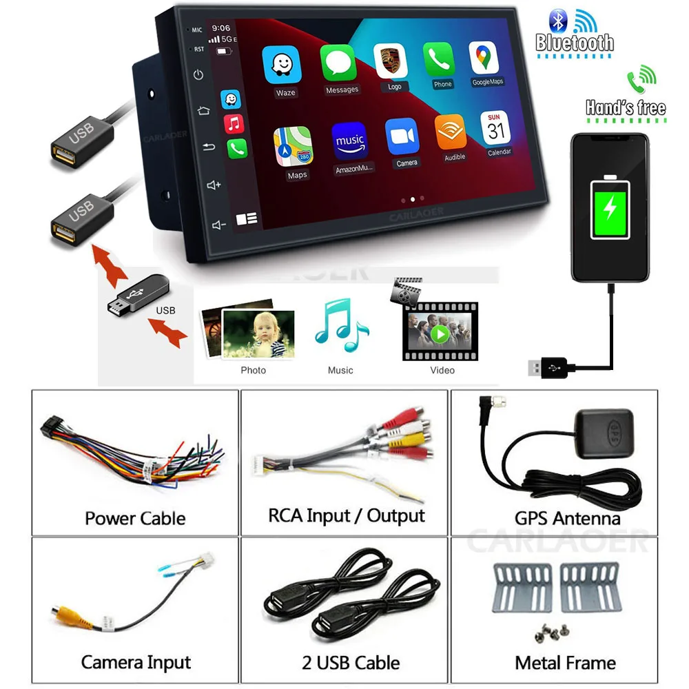 Автомагнитола CarPlay универсальный мультимедийный плеер на Android 2 DIN стерео для