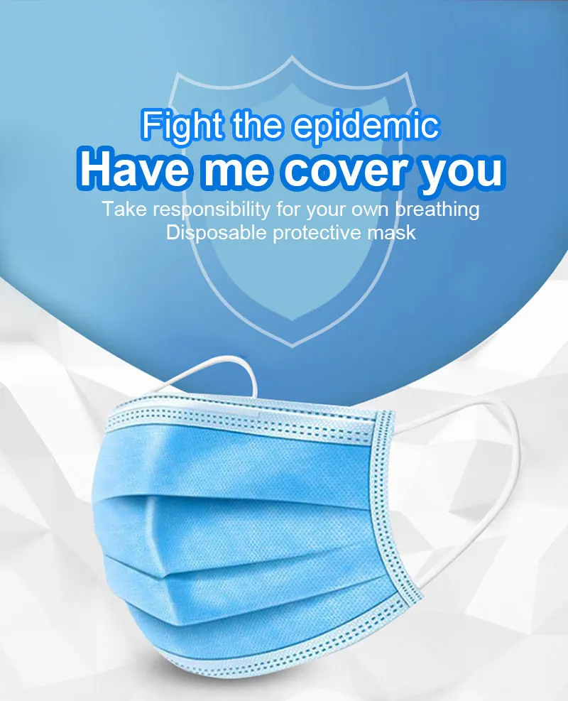 50/100/200/500/1000pcs 3Layer Mask Blue Disposable Nonwoven Face Mouth Breathable Protective Hygiene Safe | Красота и здоровье