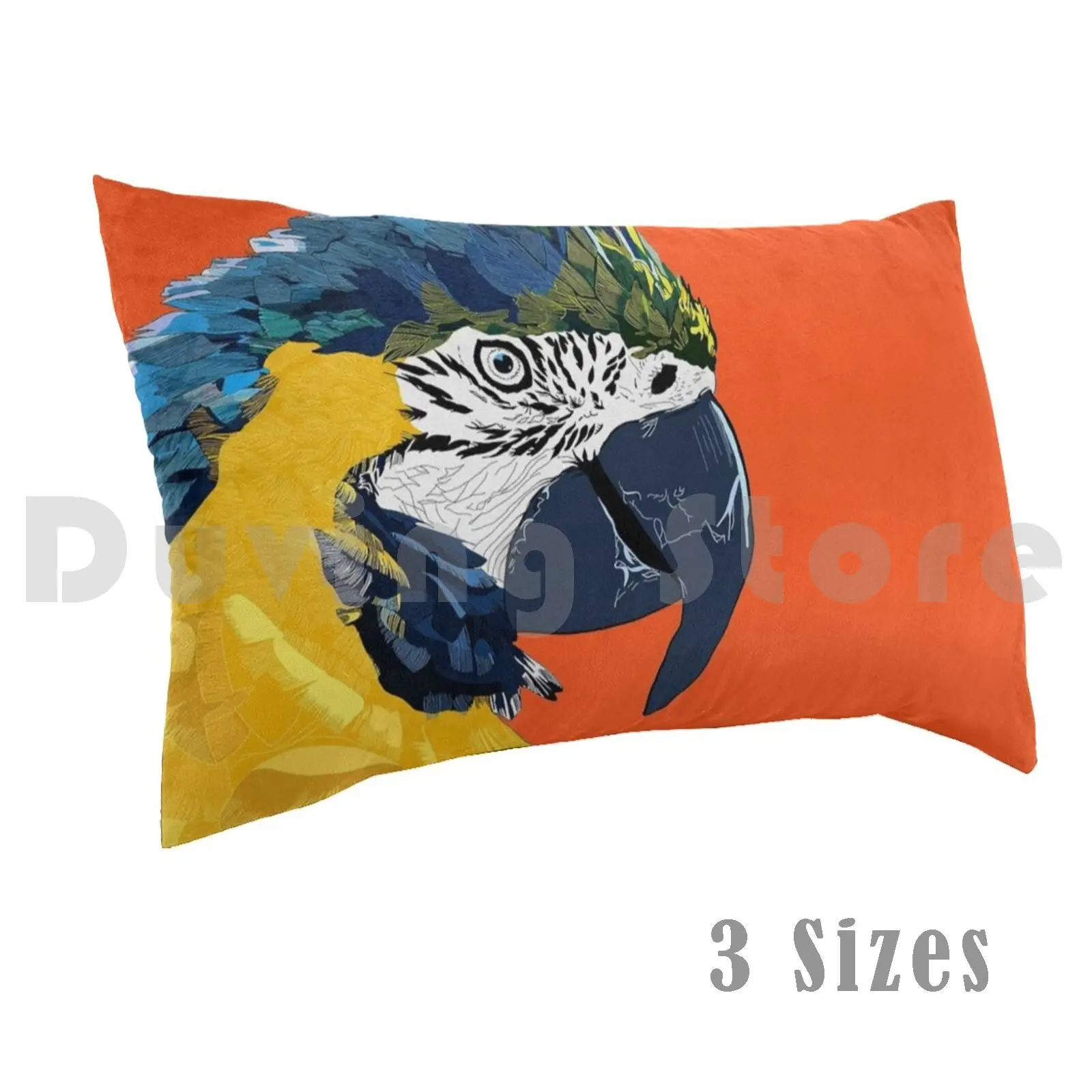 

Чехол в стиле Macaw Подушка с попугаем с принтом 50x75, голубой, желтый, синий и желтый попугай, голубой и желтый