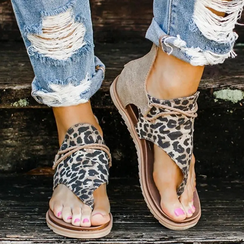 

Лидер продаж 2020, женские сандалии с леопардовым принтом, большие размеры, римские сандалии, женские нескользящие, лидер продаж, летняя обувь...