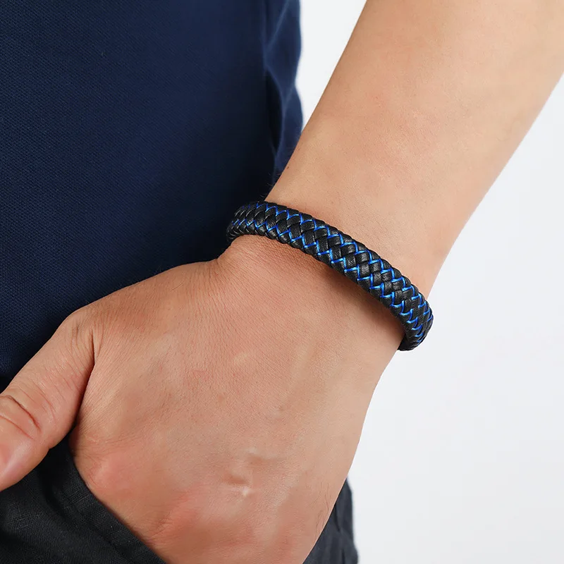 

LETAPI Punk Braided Leather Bracelet for Men Women Jewelry Fashion Unisex Black White Bracelets Bangles Birthday Gift