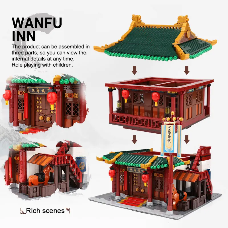 DHL XINGBAO 01022 новые китайские игрушки здание Wanfu ИНН набор сборки строительные блоки