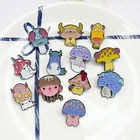 Эмалированная заколка в виде мультяшного гриба, китайского зодиака, животные в виде зодиака, крысы, кролика, дракона, змеи, овцы, обезьяны, собаки, значки, ювелирные изделия