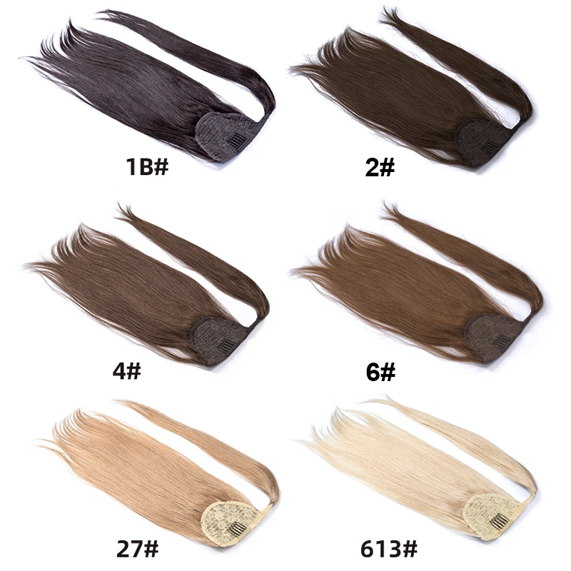 Конский хвост человеческие волосы Remy прямые европейские конский прически 100 г 100%