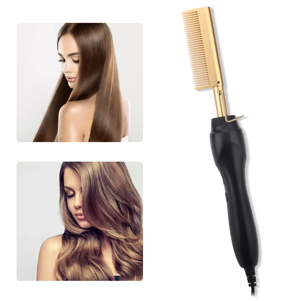 

Hair Straightener Hot Heating Smooth Iron Comb Straightening Brush Multi-Function Corrugation Curling Iron Hair Curler Comb