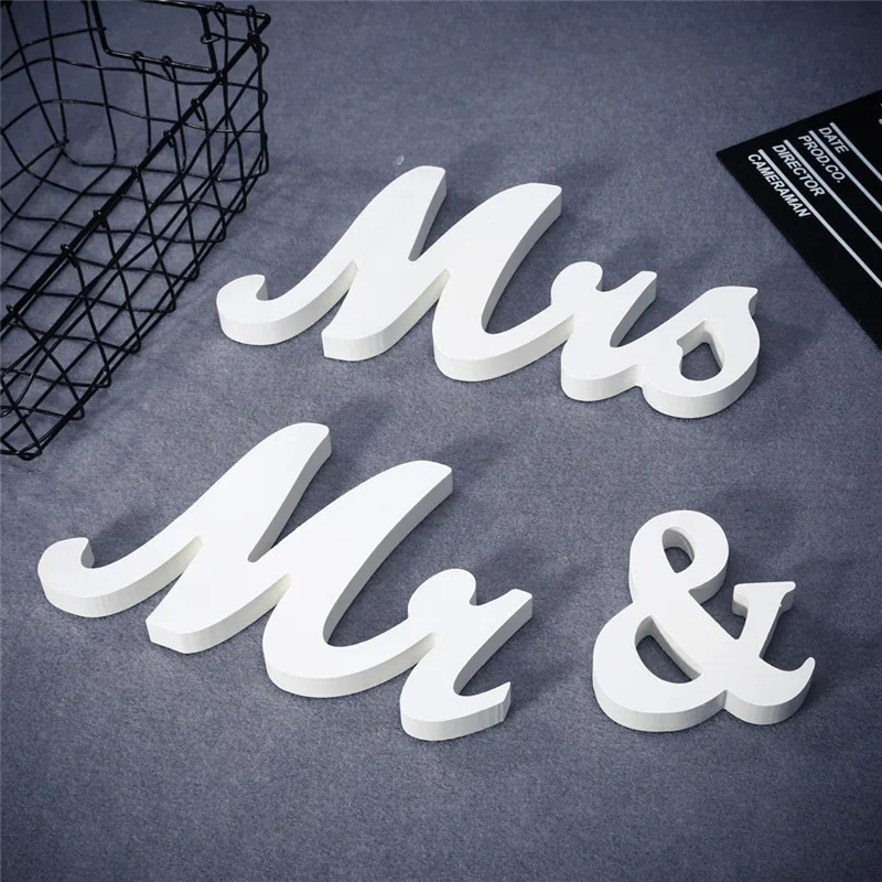 Деревянные Свадебные декоративные буквы алфавит слово Mr& Mrs отдельно стоящая Свадебная вечеринка украшение винтажный стол Декор