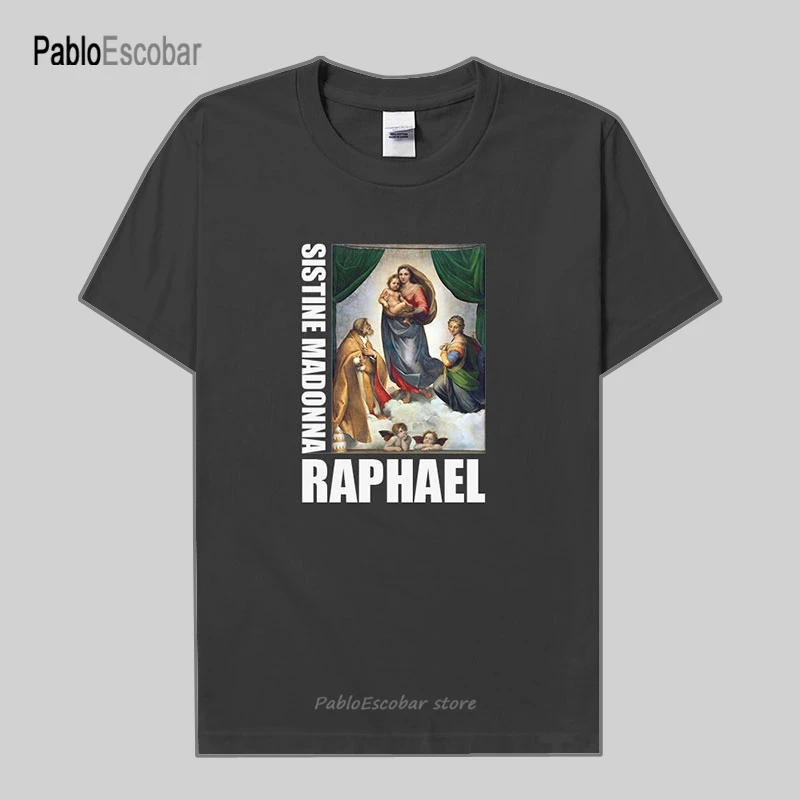 Футболка мужская с забавным принтом Sistine Madonna хлопковая модная тенниска масляной