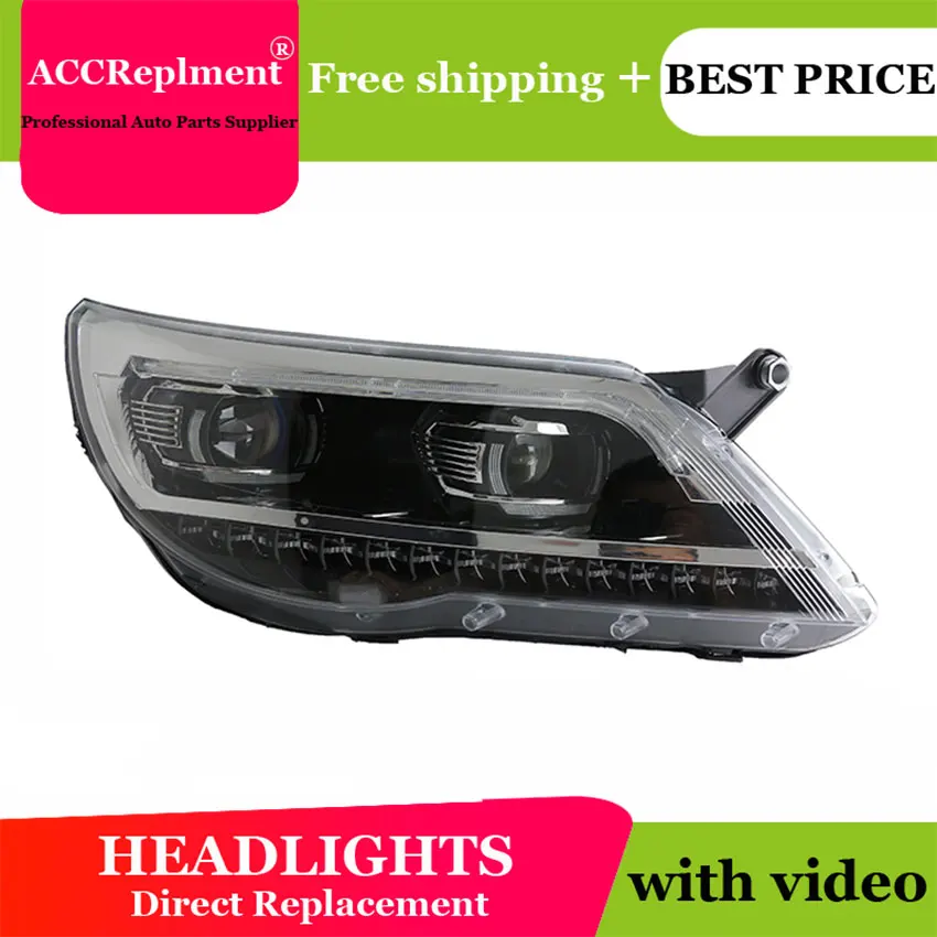 

Car Styling LED Head Lamp for VW Tiguan headlights 2010-2011 led headlight led drl H7 hid Bi-Xenon Lens low beam