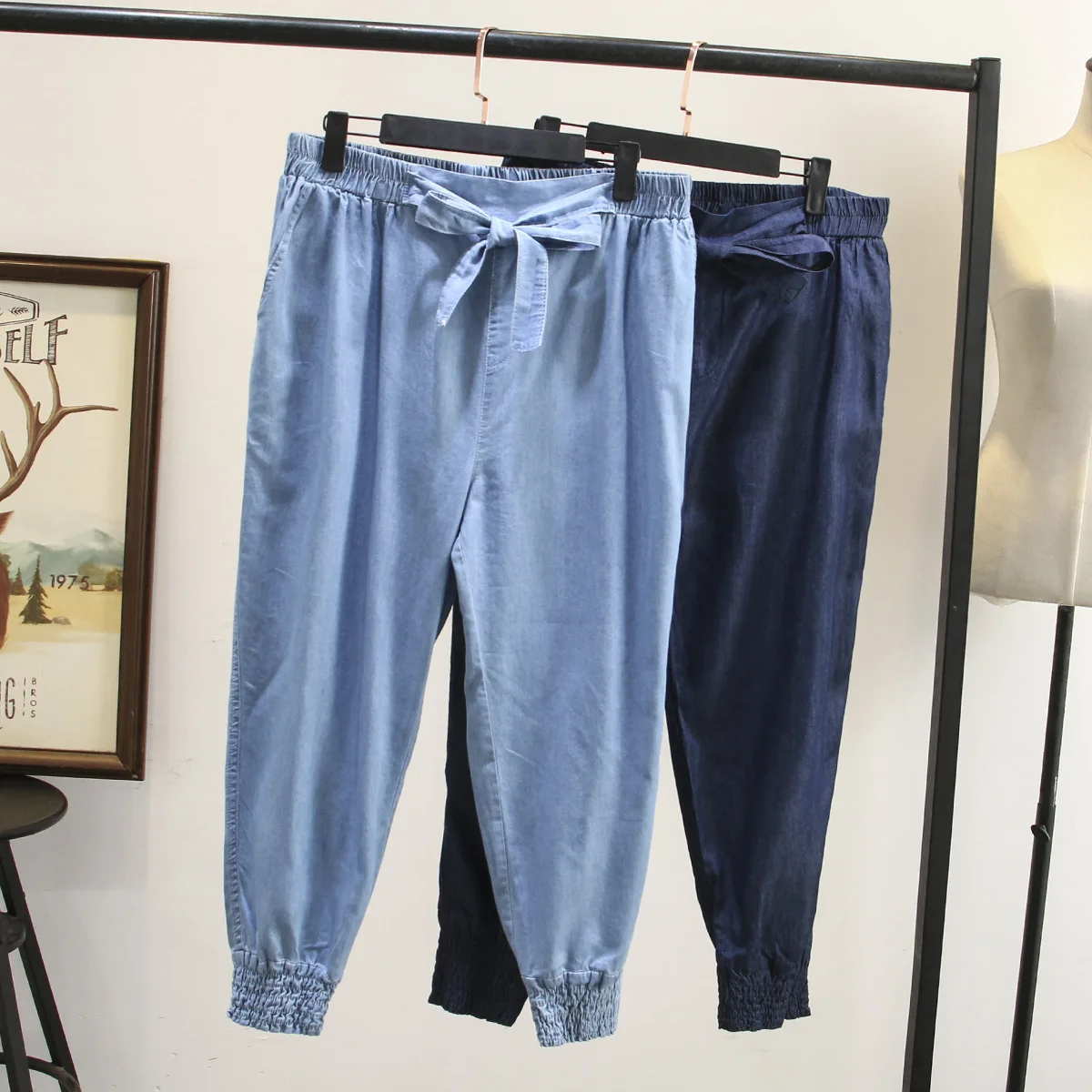 Summer Oversize Women High Waist Jeans Fashion Bottoms For Female Girls Slim Tencel Denim Harem Pants Trousers Z8688 | Женская одежда