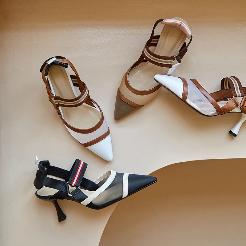 Сандалии SHUI04 MUYISEXI женские на тонком каблуке высотой 6 см дышащие сетчатые с